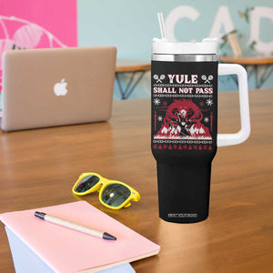 Christmas Yule Shall Not Pass Tumbler With Handle Fantasy Movie Ugly Xmas TS10 Print Your Wear