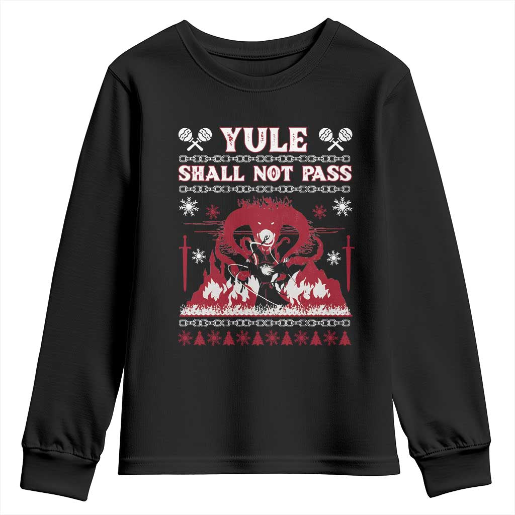 Christmas Yule Shall Not Pass Youth Sweatshirt Fantasy Movie Ugly Xmas TS10 Black Print Your Wear