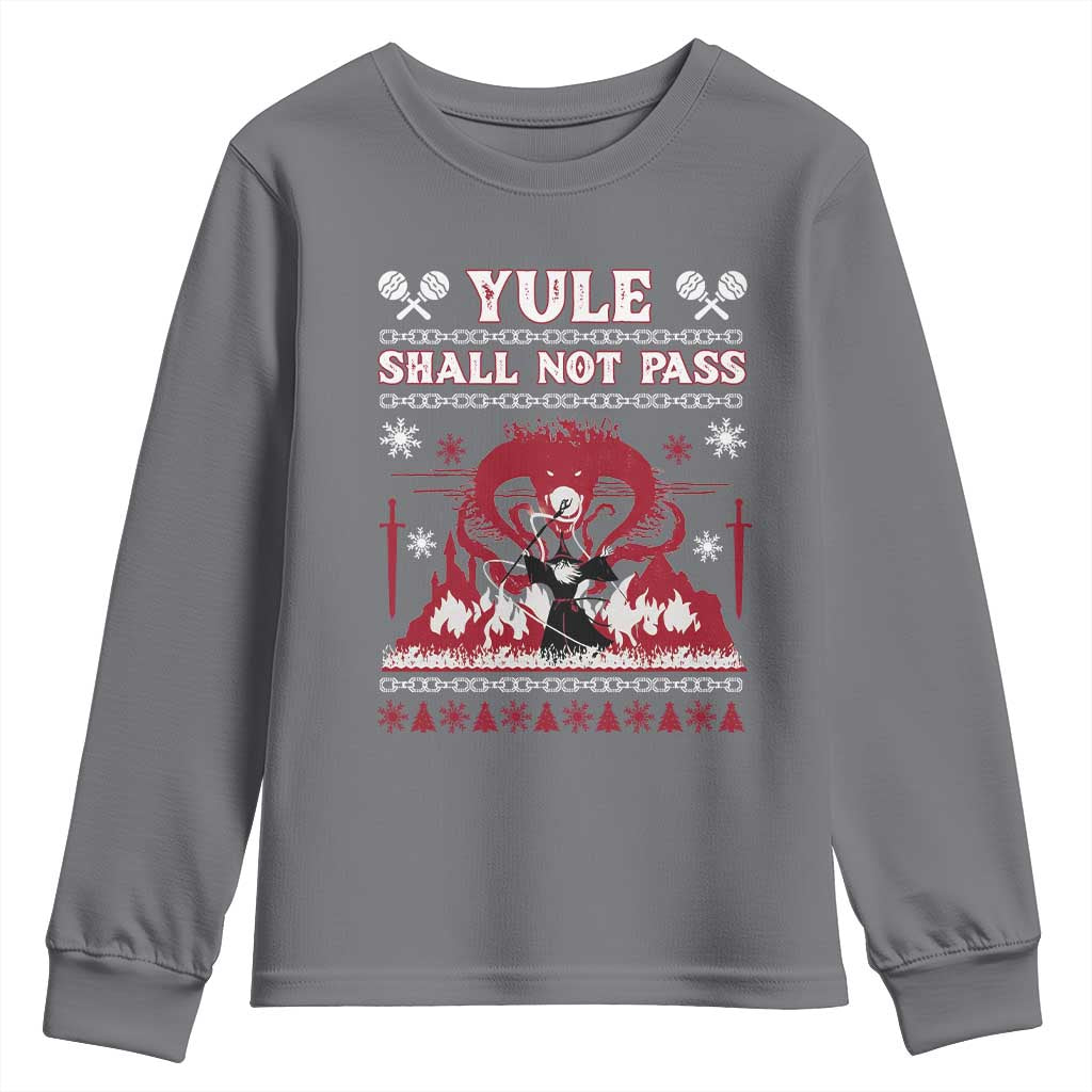 Christmas Yule Shall Not Pass Youth Sweatshirt Fantasy Movie Ugly Xmas TS10 Charcoal Print Your Wear