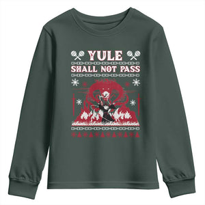 Christmas Yule Shall Not Pass Youth Sweatshirt Fantasy Movie Ugly Xmas TS10 Dark Forest Green Print Your Wear