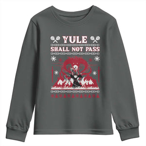 Christmas Yule Shall Not Pass Youth Sweatshirt Fantasy Movie Ugly Xmas TS10 Dark Heather Print Your Wear