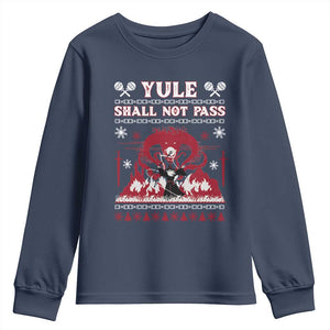 Christmas Yule Shall Not Pass Youth Sweatshirt Fantasy Movie Ugly Xmas TS10 Navy Print Your Wear