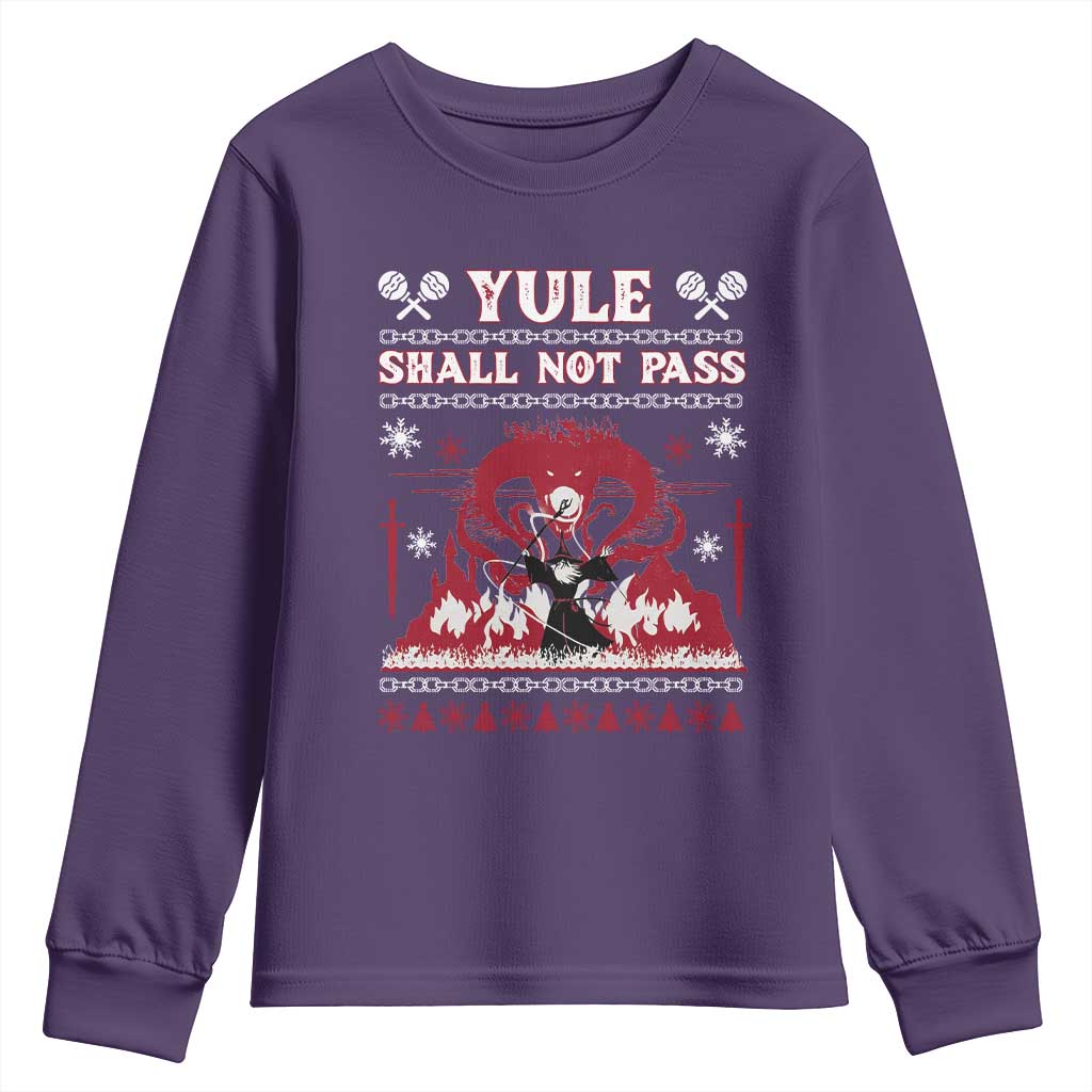 Christmas Yule Shall Not Pass Youth Sweatshirt Fantasy Movie Ugly Xmas TS10 Purple Print Your Wear