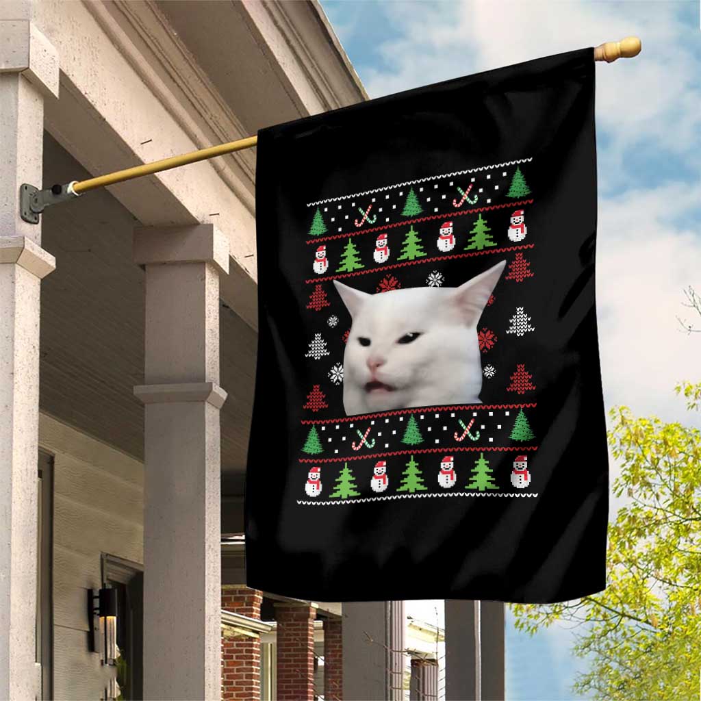 Woman Yelling At A Cat Ugly Christmas Garden Flag Funny Cat Meme Matching Couple Christmas Pajama TS10 Print Your Wear