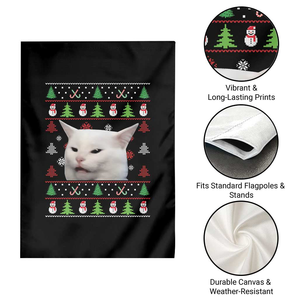 Woman Yelling At A Cat Ugly Christmas Garden Flag Funny Cat Meme Matching Couple Christmas Pajama TS10 Print Your Wear