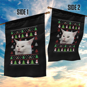 Woman Yelling At A Cat Ugly Christmas Garden Flag Funny Cat Meme Matching Couple Christmas Pajama TS10 Print Your Wear