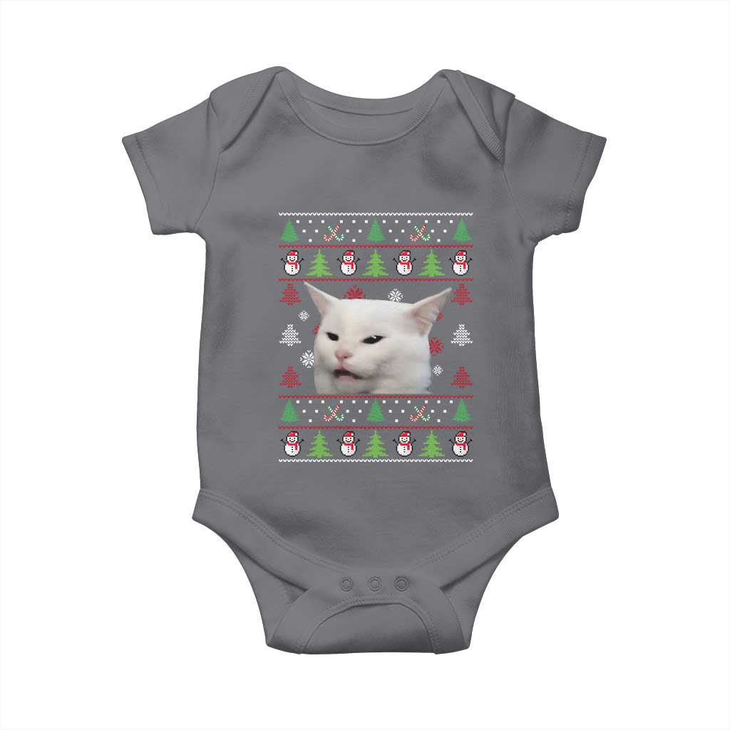 Woman Yelling At A Cat Ugly Christmas Baby Onesie Funny Cat Meme Matching Couple Christmas Pajama TS10 Charcoal Print Your Wear