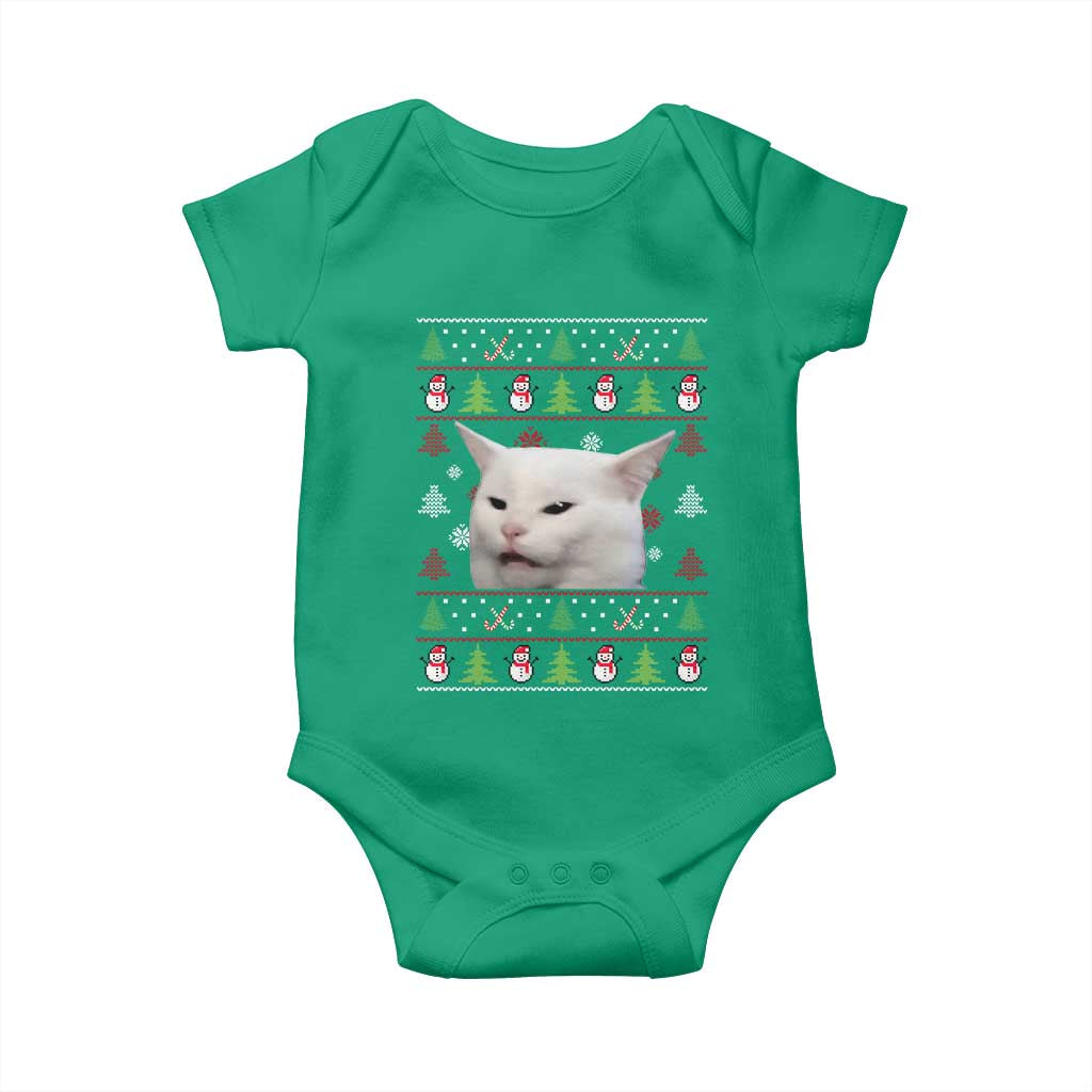 Woman Yelling At A Cat Ugly Christmas Baby Onesie Funny Cat Meme Matching Couple Christmas Pajama TS10 Irish Green Print Your Wear