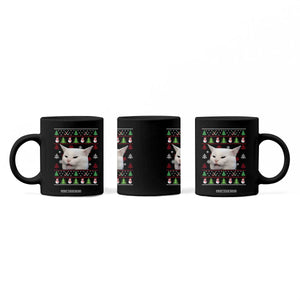 Woman Yelling At A Cat Ugly Christmas Coffee Mug Funny Cat Meme Matching Couple Christmas Pajama TS10 Print Your Wear