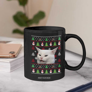 Woman Yelling At A Cat Ugly Christmas Coffee Mug Funny Cat Meme Matching Couple Christmas Pajama TS10 Print Your Wear