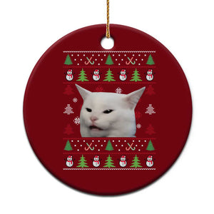 Woman Yelling At A Cat Ugly Christmas Ceramic Ornament Funny Cat Meme Matching Couple Christmas Pajama TS10 1pc Red Print Your Wear
