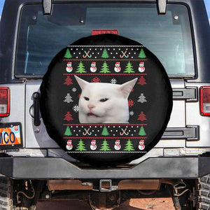Woman Yelling At A Cat Ugly Christmas Spare Tire Cover Funny Cat Meme Matching Couple Christmas Pajama TS10 No hole Black Print Your Wear