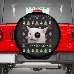 Woman Yelling At A Cat Ugly Christmas Spare Tire Cover Funny Cat Meme Matching Couple Christmas Pajama TS10 Black Print Your Wear