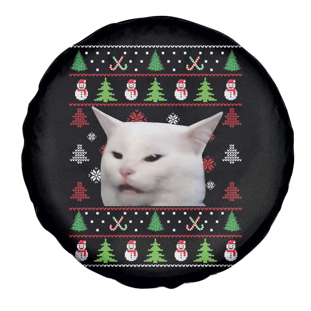 Woman Yelling At A Cat Ugly Christmas Spare Tire Cover Funny Cat Meme Matching Couple Christmas Pajama TS10 Print Your Wear