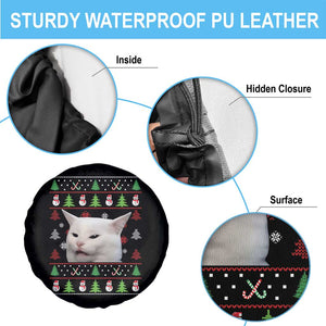 Woman Yelling At A Cat Ugly Christmas Spare Tire Cover Funny Cat Meme Matching Couple Christmas Pajama TS10 Print Your Wear