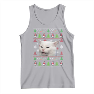 Woman Yelling At A Cat Ugly Christmas Tank Top Funny Cat Meme Matching Couple Christmas Pajama TS10 Athletic Heather Print Your Wear