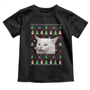 Woman Yelling At A Cat Ugly Christmas Toddler T Shirt Funny Cat Meme Matching Couple Christmas Pajama TS10 Black Print Your Wear