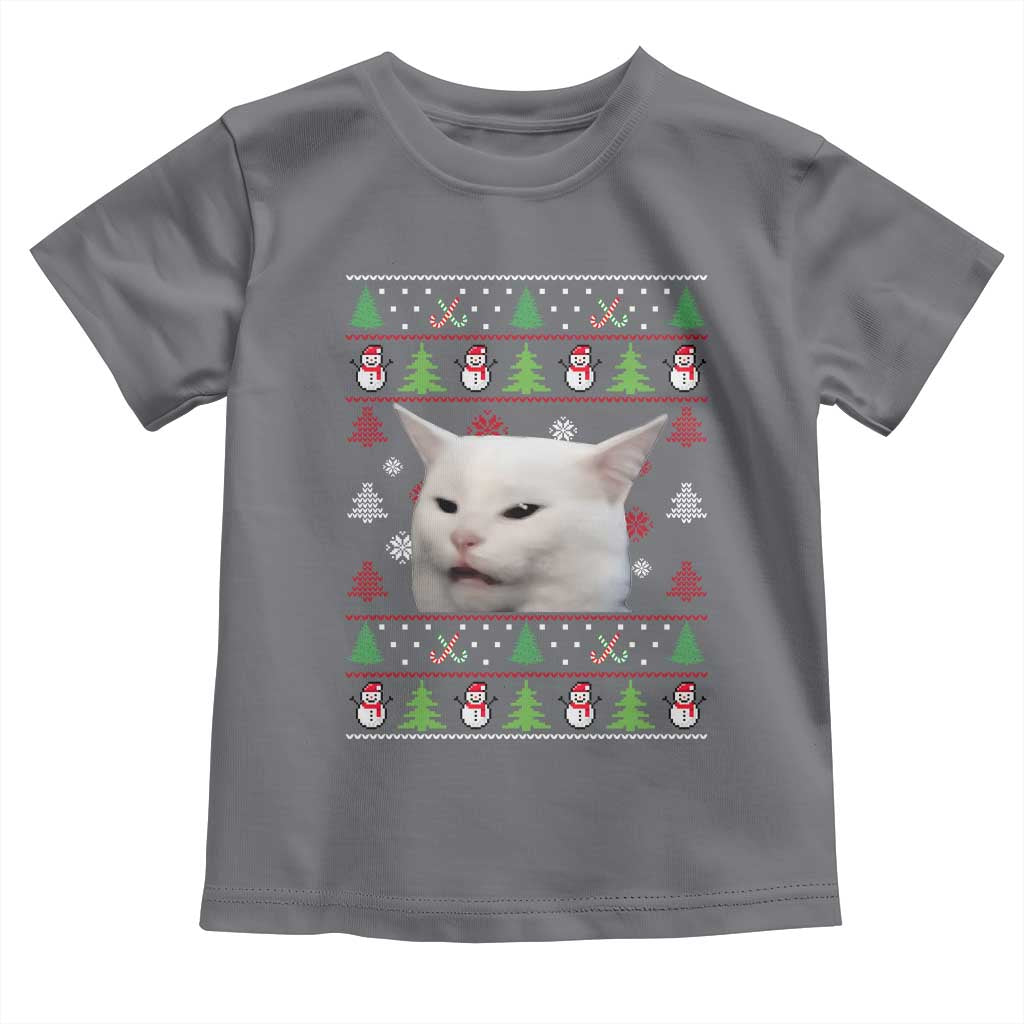 Woman Yelling At A Cat Ugly Christmas Toddler T Shirt Funny Cat Meme Matching Couple Christmas Pajama TS10 Charcoal Print Your Wear