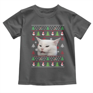 Woman Yelling At A Cat Ugly Christmas Toddler T Shirt Funny Cat Meme Matching Couple Christmas Pajama TS10 Dark Heather Print Your Wear