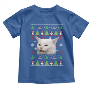 Woman Yelling At A Cat Ugly Christmas Toddler T Shirt Funny Cat Meme Matching Couple Christmas Pajama TS10 Royal Blue Print Your Wear