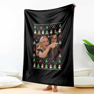 Woman Yelling At A Cat Ugly Christmas Throw Blanket Funny Meme Matching Couple Christmas Pajama TS10 Print Your Wear