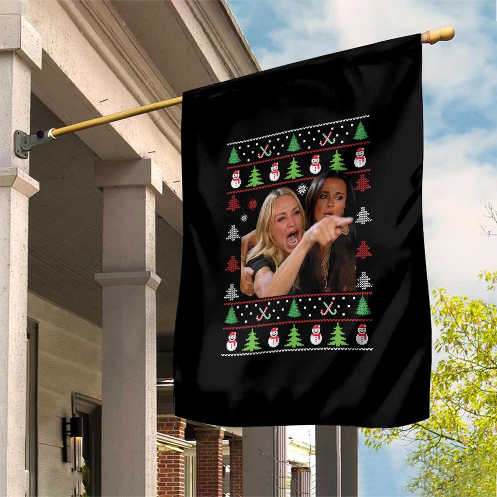 Woman Yelling At A Cat Ugly Christmas Garden Flag Funny Meme Matching Couple Christmas Pajama TS10 Print Your Wear