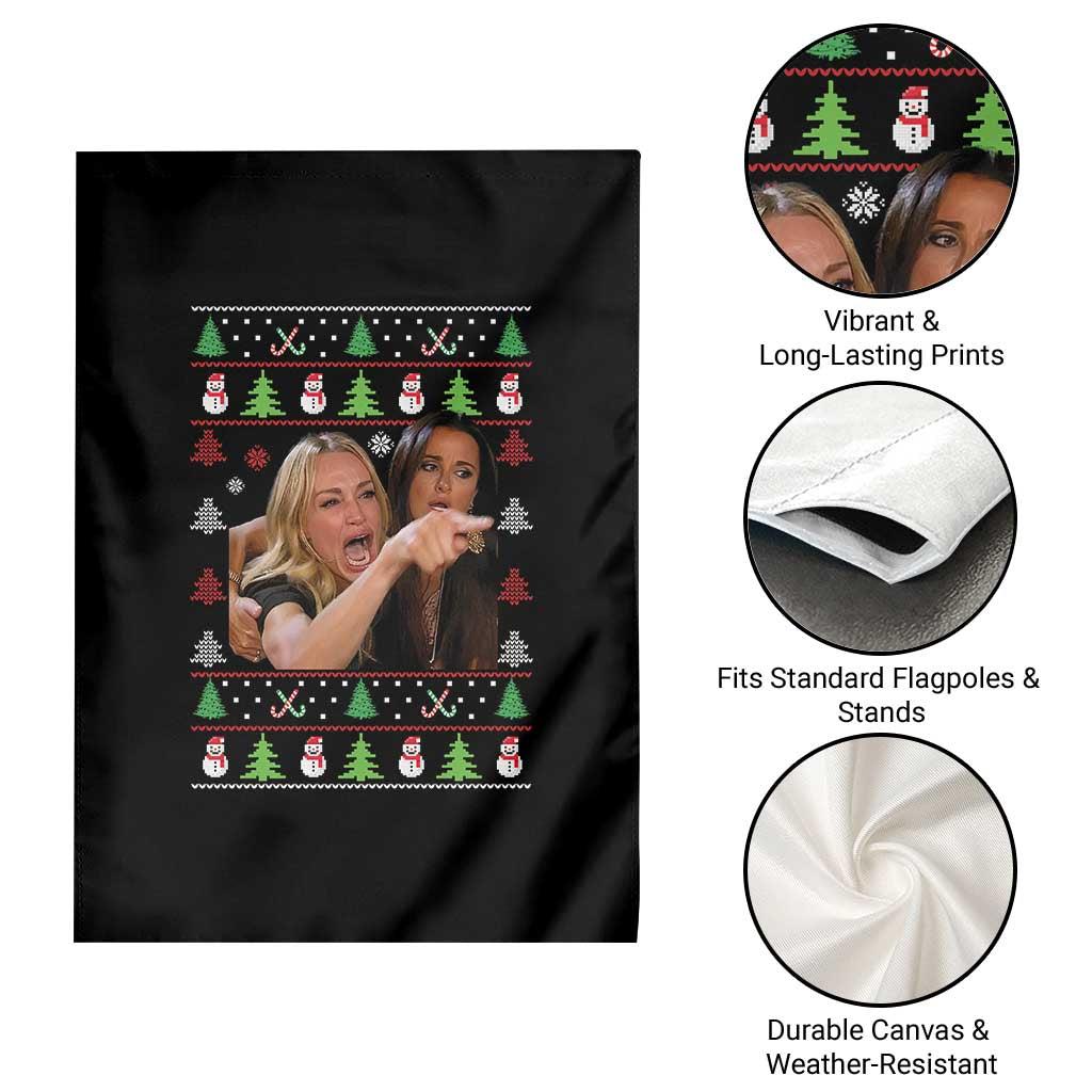 Woman Yelling At A Cat Ugly Christmas Garden Flag Funny Meme Matching Couple Christmas Pajama TS10 Print Your Wear