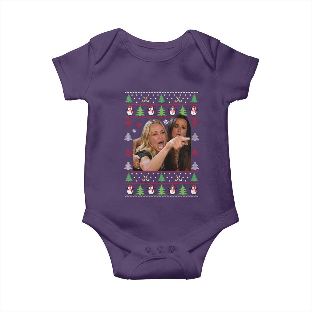 Woman Yelling At A Cat Ugly Christmas Baby Onesie Funny Meme Matching Couple Christmas Pajama TS10 Purple Print Your Wear