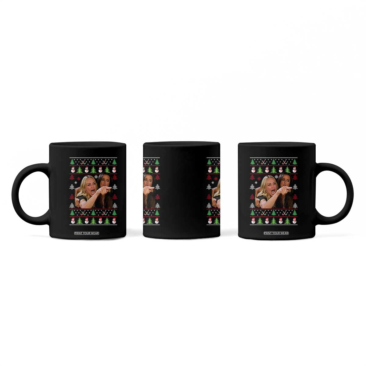 Woman Yelling At A Cat Ugly Christmas Coffee Mug Funny Meme Matching Couple Christmas Pajama TS10 Print Your Wear