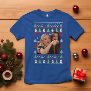 Woman Yelling At A Cat Ugly Christmas T Shirt Funny Meme Matching Couple Christmas Pajama TS10 Royal Blue Print Your Wear