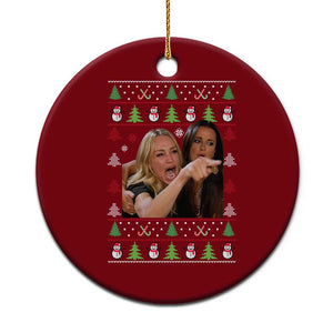 Woman Yelling At A Cat Ugly Christmas Ceramic Ornament Funny Meme Matching Couple Christmas Pajama TS10 1pc Red Print Your Wear