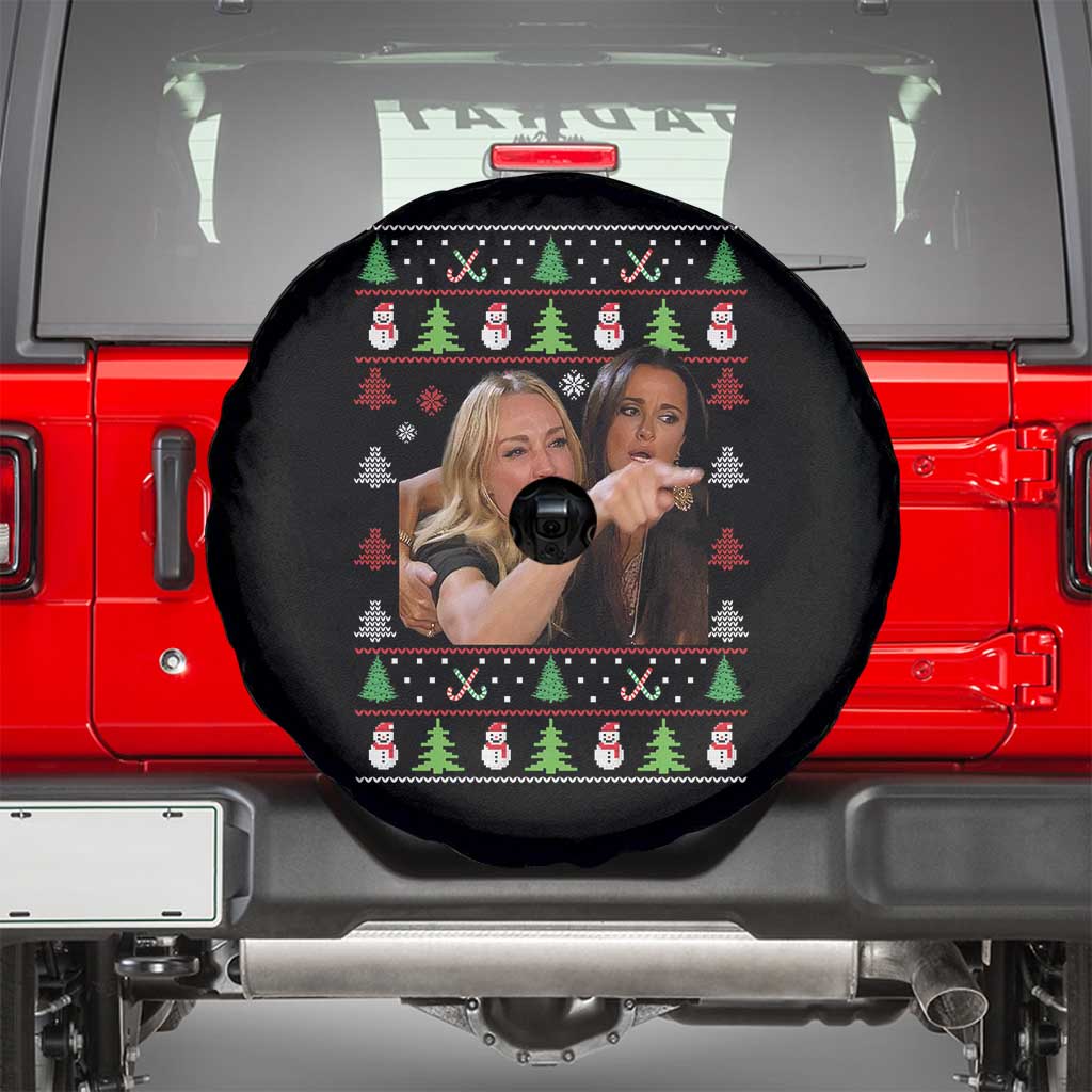 Woman Yelling At A Cat Ugly Christmas Spare Tire Cover Funny Meme Matching Couple Christmas Pajama TS10 Black Print Your Wear