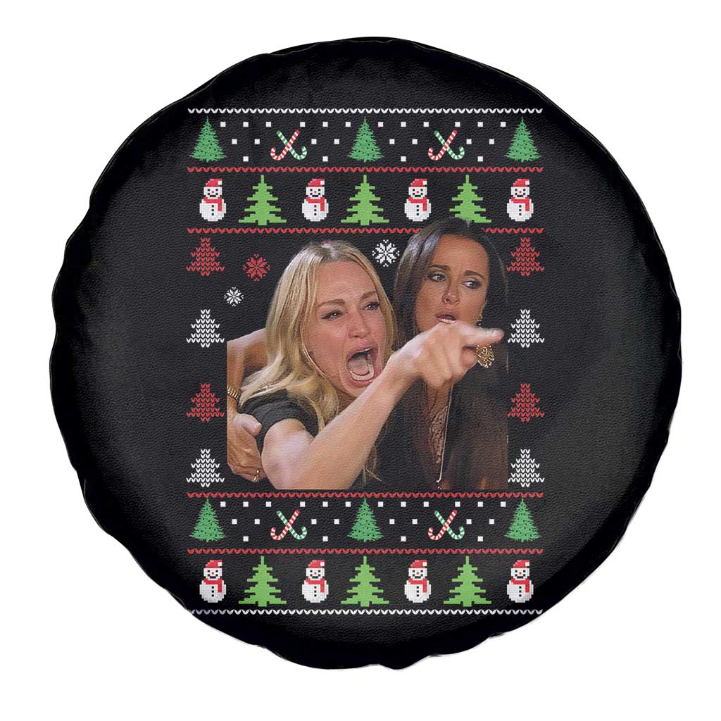 Woman Yelling At A Cat Ugly Christmas Spare Tire Cover Funny Meme Matching Couple Christmas Pajama TS10 Print Your Wear