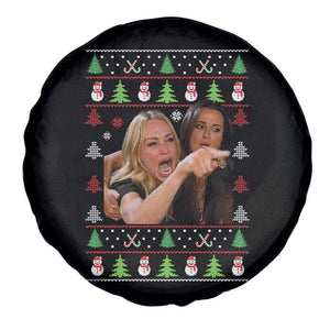 Woman Yelling At A Cat Ugly Christmas Spare Tire Cover Funny Meme Matching Couple Christmas Pajama TS10 Print Your Wear