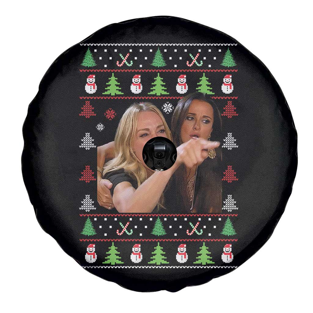 Woman Yelling At A Cat Ugly Christmas Spare Tire Cover Funny Meme Matching Couple Christmas Pajama TS10 Print Your Wear
