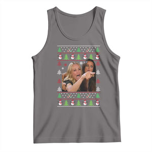 Woman Yelling At A Cat Ugly Christmas Tank Top Funny Meme Matching Couple Christmas Pajama TS10 Deep Heather Print Your Wear