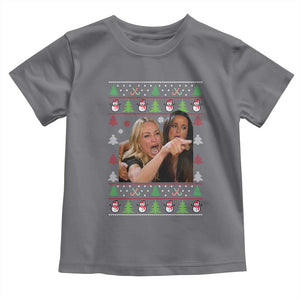 Woman Yelling At A Cat Ugly Christmas Toddler T Shirt Funny Meme Matching Couple Christmas Pajama TS10 Charcoal Print Your Wear