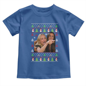 Woman Yelling At A Cat Ugly Christmas Toddler T Shirt Funny Meme Matching Couple Christmas Pajama TS10 Royal Blue Print Your Wear