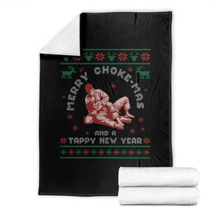 Funny Jiu Jitsu Christmas Throw Blanket Holiday Martial Arts BJJ Lover Ugly Xmas TS10 Black Print Your Wear