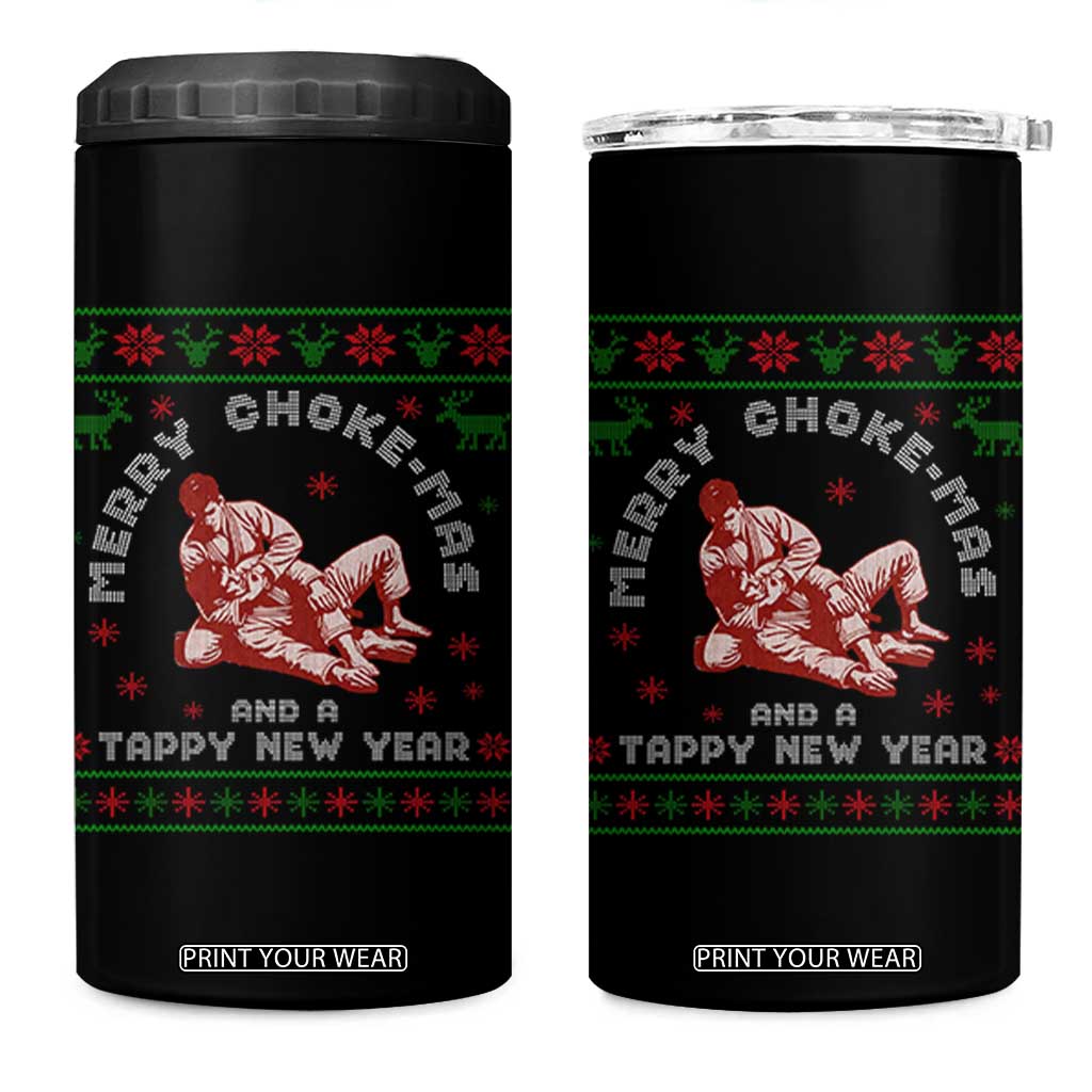 Funny Jiu Jitsu Christmas 4 in 1 Can Cooler Tumbler Holiday Martial Arts BJJ Lover Ugly Xmas TS10 One Size: 16 oz Black Print Your Wear