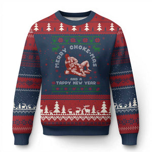 Funny Jiu Jitsu Xmas Ugly Christmas Sweater Holiday Martial Arts BJJ Lover Ugly Xmas TS10 Navy Red Print Your Wear