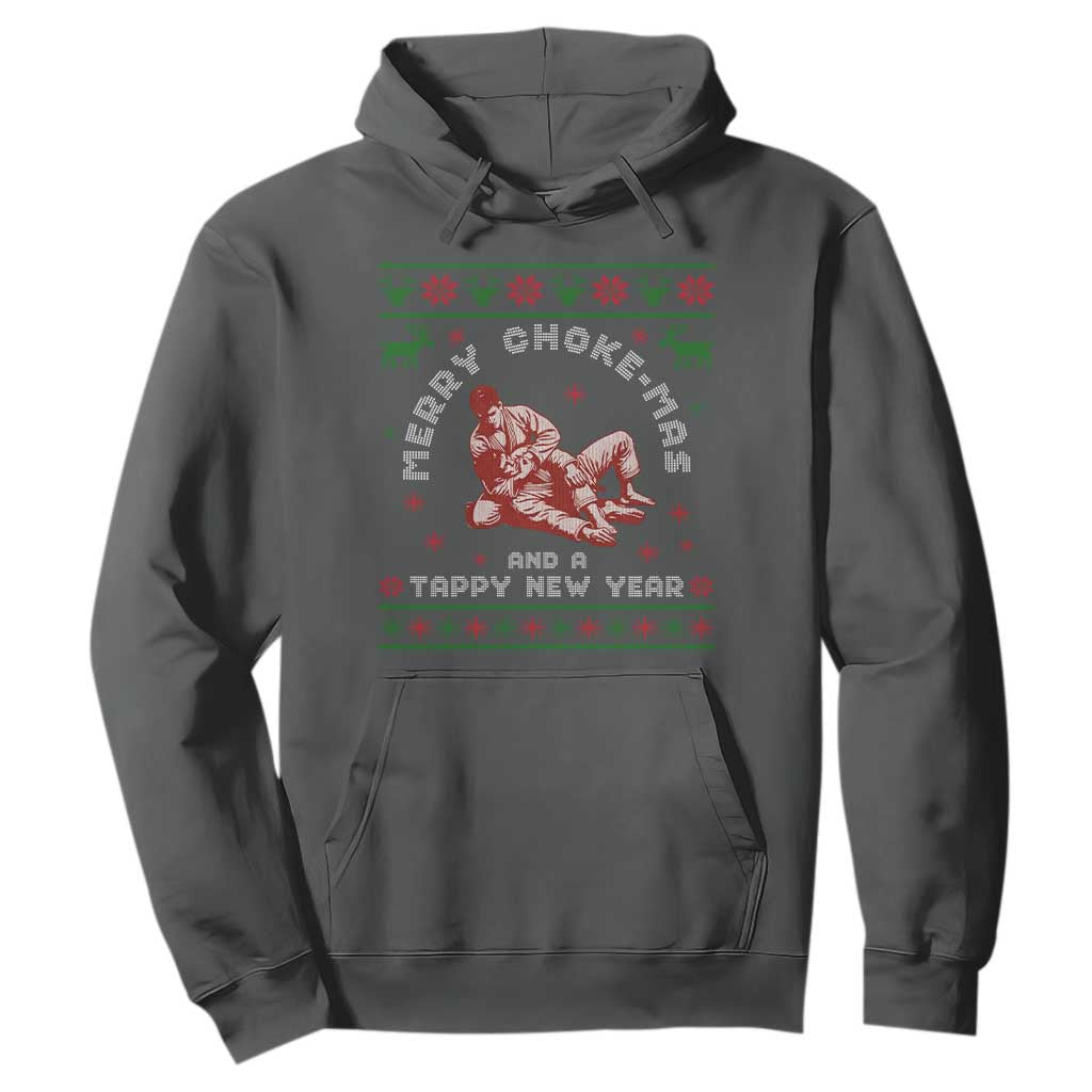 Funny Jiu Jitsu Christmas Hoodie Holiday Martial Arts BJJ Lover Ugly Xmas TS10 Dark Heather Print Your Wear