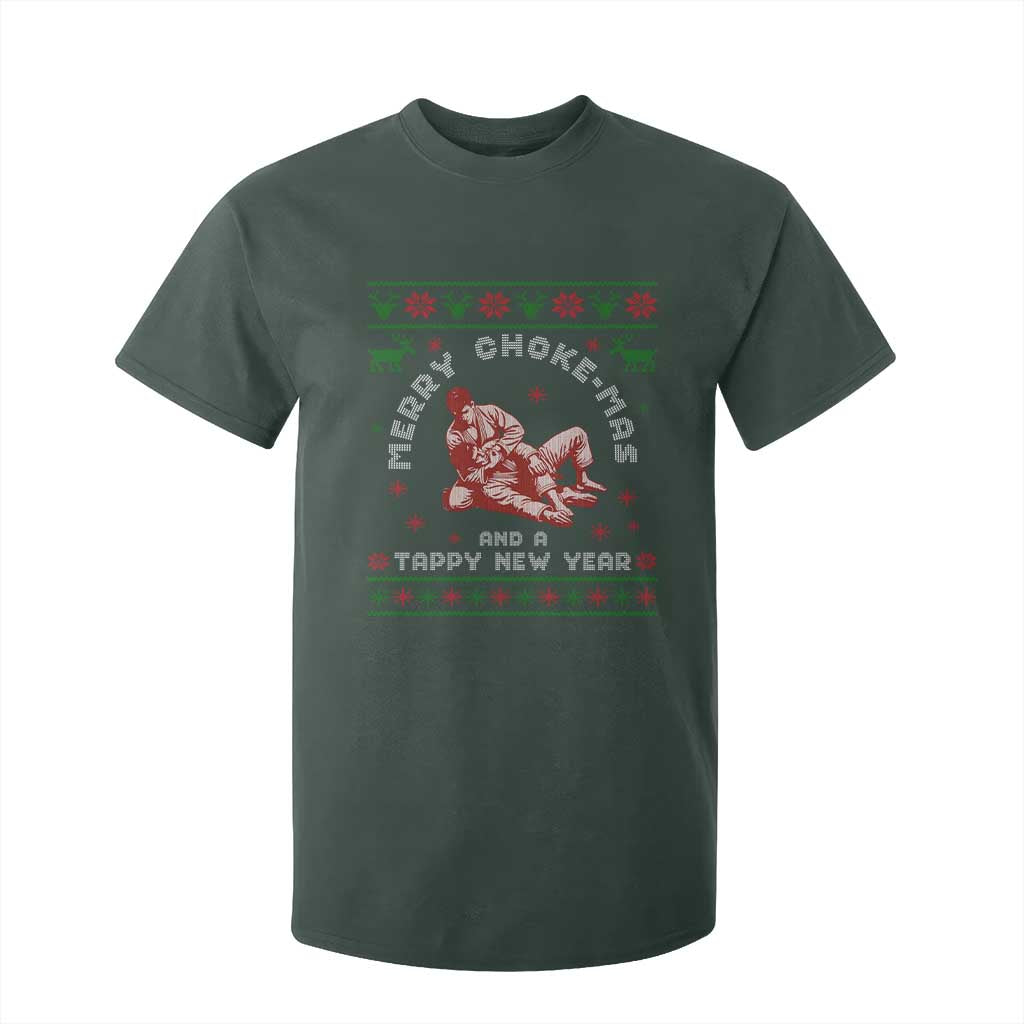 Funny Jiu Jitsu Christmas T Shirt For Kid Holiday Martial Arts BJJ Lover Ugly Xmas TS10 Dark Forest Green Print Your Wear
