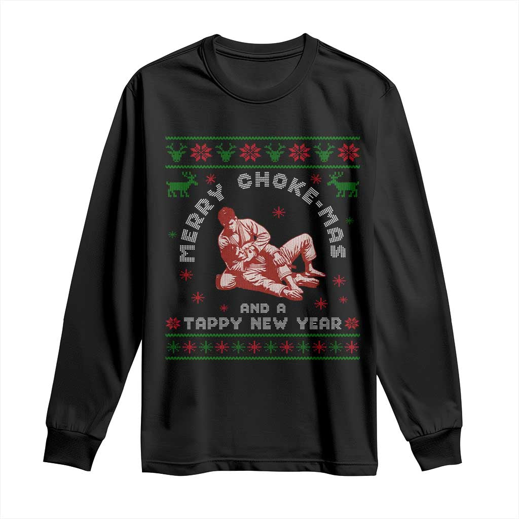 Funny Jiu Jitsu Christmas Long Sleeve Shirt Holiday Martial Arts BJJ Lover Ugly Xmas TS10 Black Print Your Wear