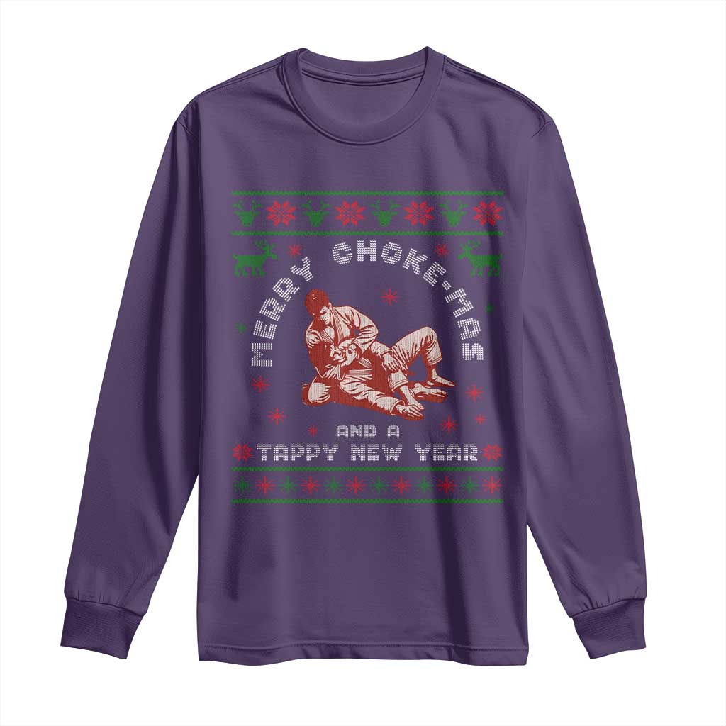 Funny Jiu Jitsu Christmas Long Sleeve Shirt Holiday Martial Arts BJJ Lover Ugly Xmas TS10 Purple Print Your Wear