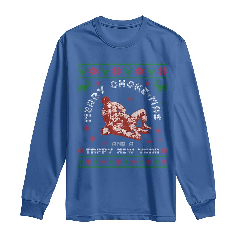 Funny Jiu Jitsu Christmas Long Sleeve Shirt Holiday Martial Arts BJJ Lover Ugly Xmas TS10 Royal Blue Print Your Wear