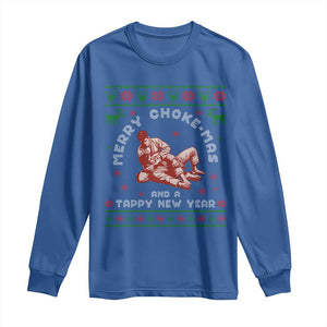 Funny Jiu Jitsu Christmas Long Sleeve Shirt Holiday Martial Arts BJJ Lover Ugly Xmas TS10 Royal Blue Print Your Wear
