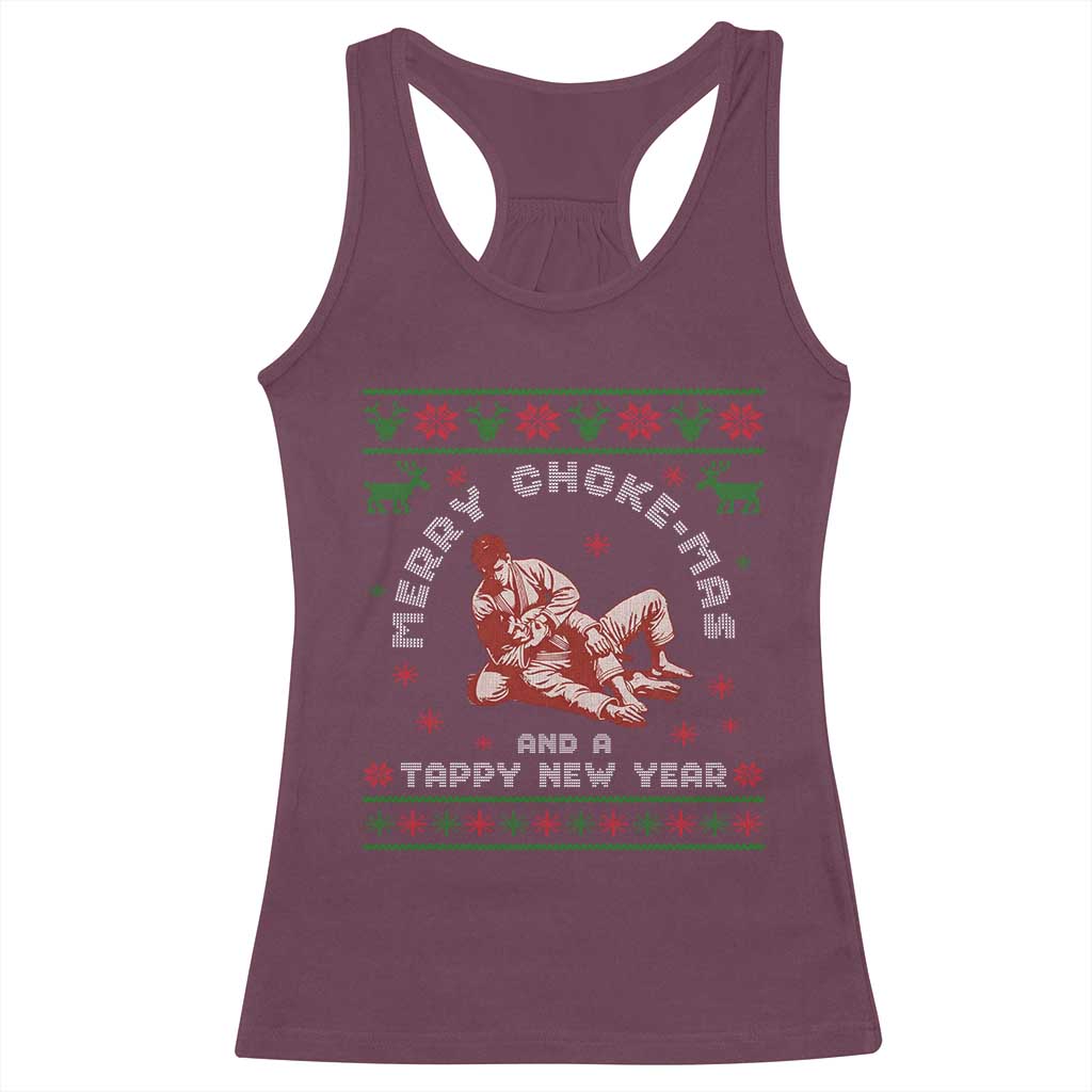 Funny Jiu Jitsu Christmas Racerback Tank Top Holiday Martial Arts BJJ Lover Ugly Xmas TS10 Maroon Print Your Wear