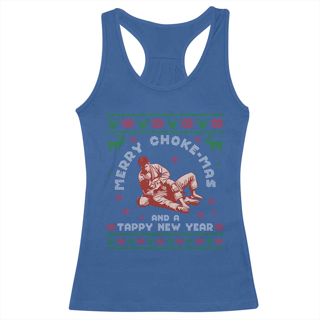Funny Jiu Jitsu Christmas Racerback Tank Top Holiday Martial Arts BJJ Lover Ugly Xmas TS10 Royal Blue Print Your Wear
