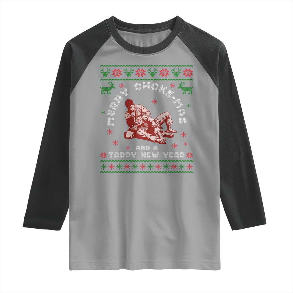 Funny Jiu Jitsu Christmas Raglan Shirt Holiday Martial Arts BJJ Lover Ugly Xmas TS10 Sport Gray Black Print Your Wear